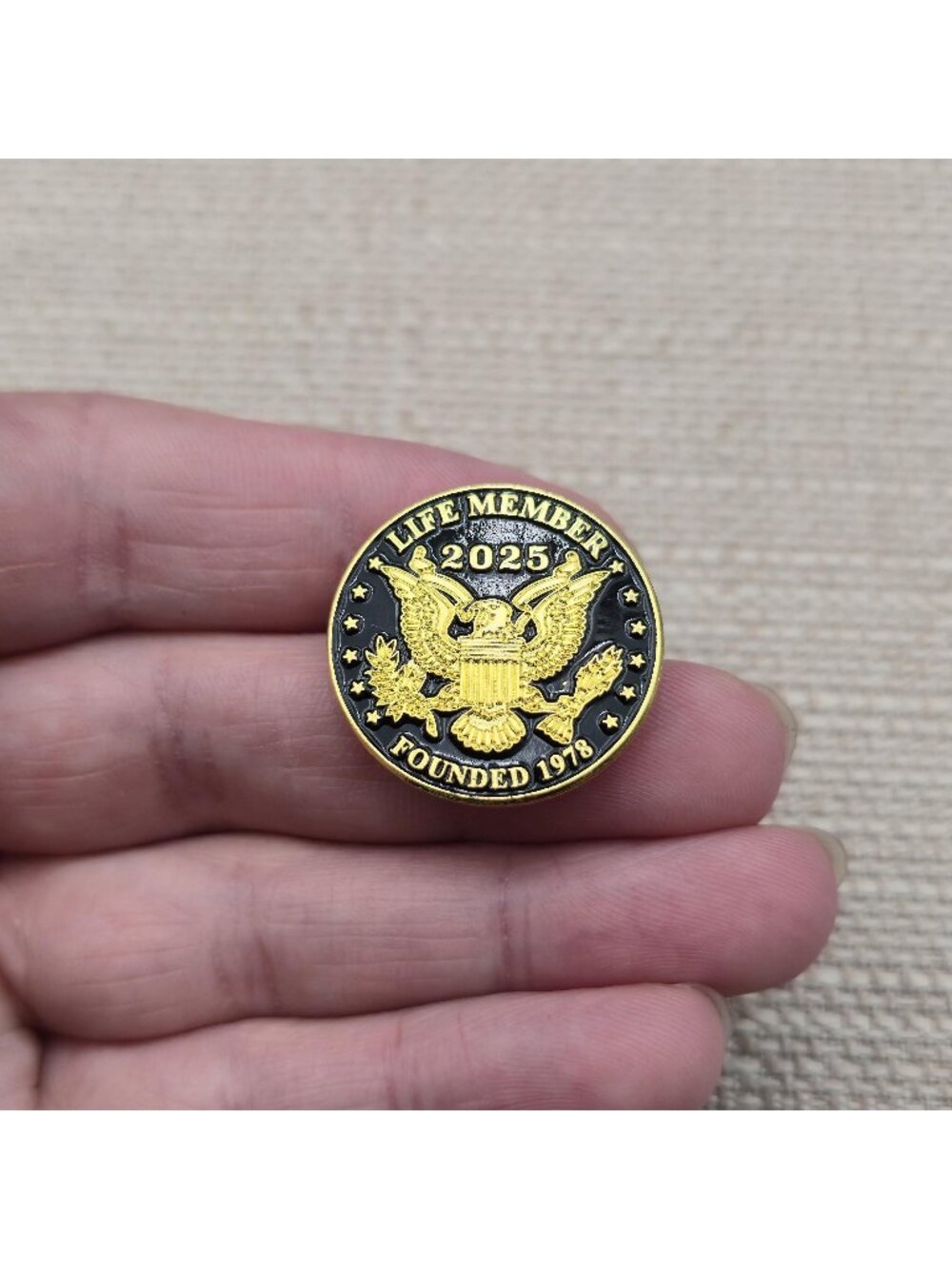 2025 Life Member Eagle Enamel Pin, Founded 1978 Military Veteran Lapel Badge A80